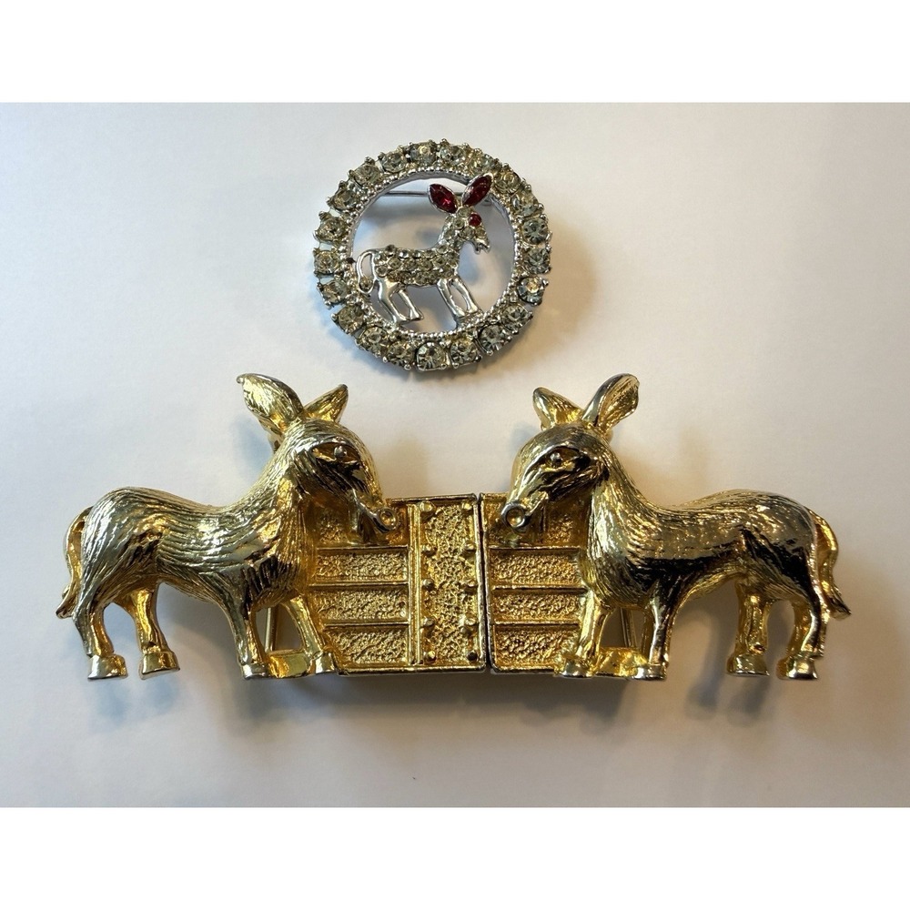 Lot Of 3 VTG Donkey Princess Mimi di‎ Niscemi Gold Tone Belt Buckle Oleet Pin